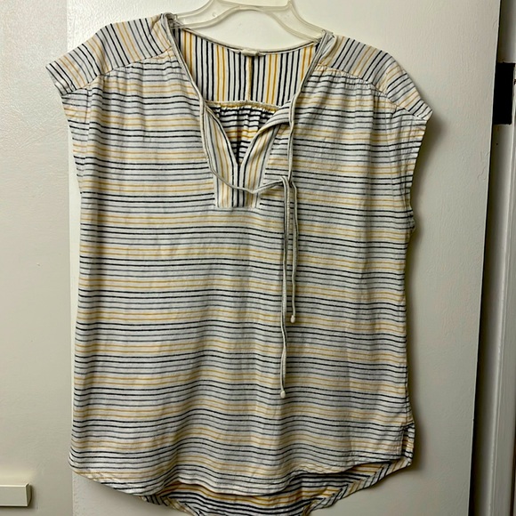 Caslon Tops - Striped t-shirt with tie neck.
